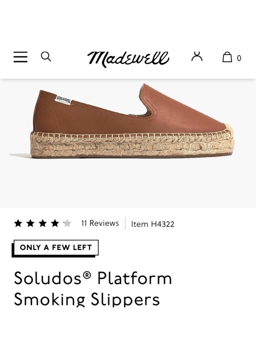 Soludos Leather Espadrilles — Cognac Brown